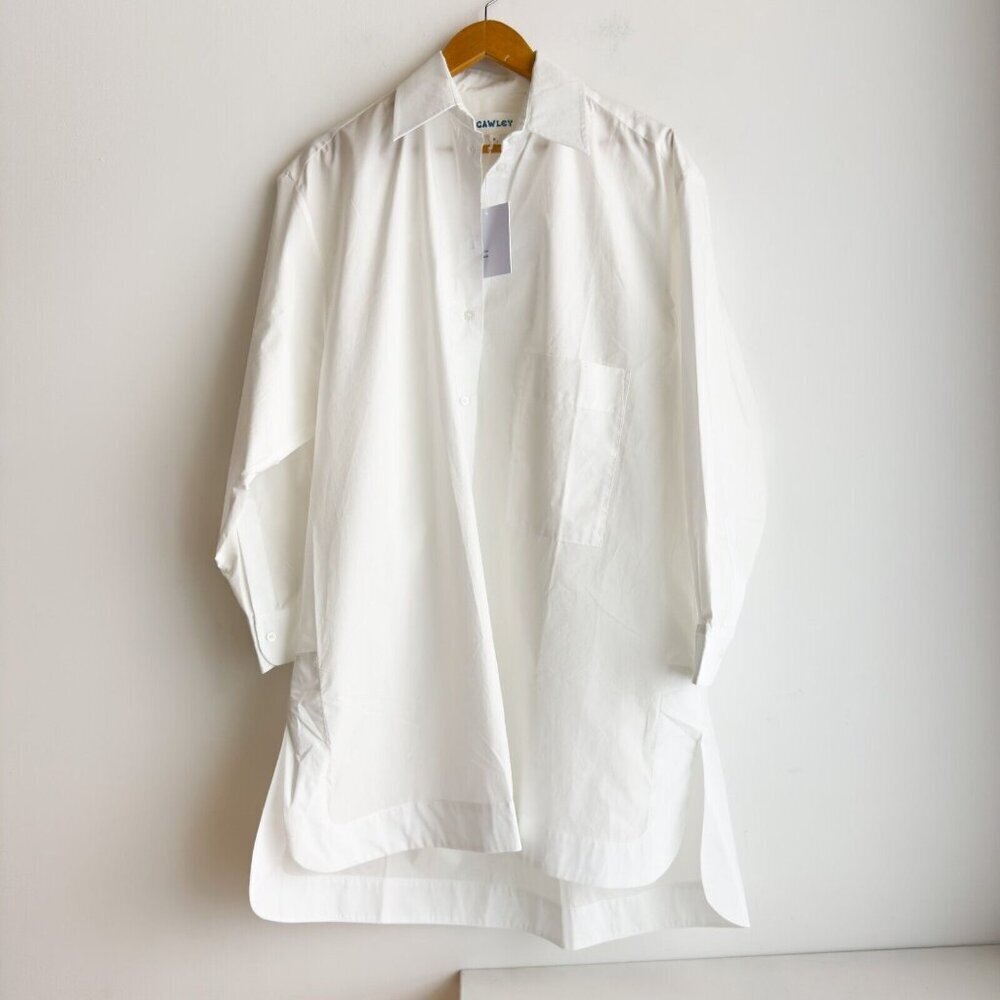 Cowley White Cotton Lagenlook Relaxed Fit Shirt Dress XS